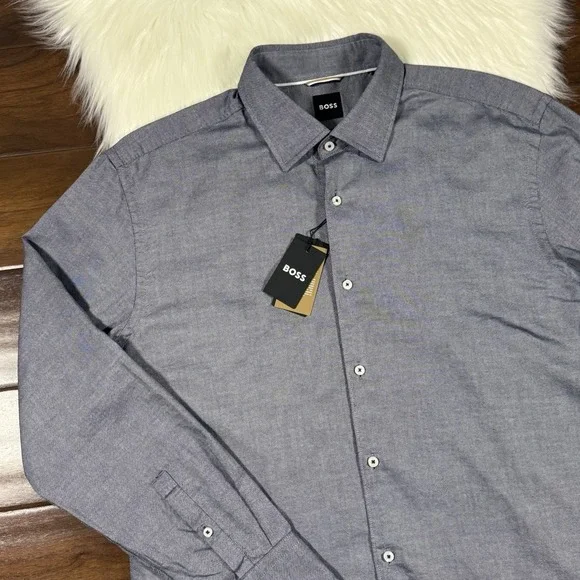 Hugo Boss Sz L / 16.5 L / 34 - 35 Max Kent Sharp Fit Button Up Long Sleeve Shirt